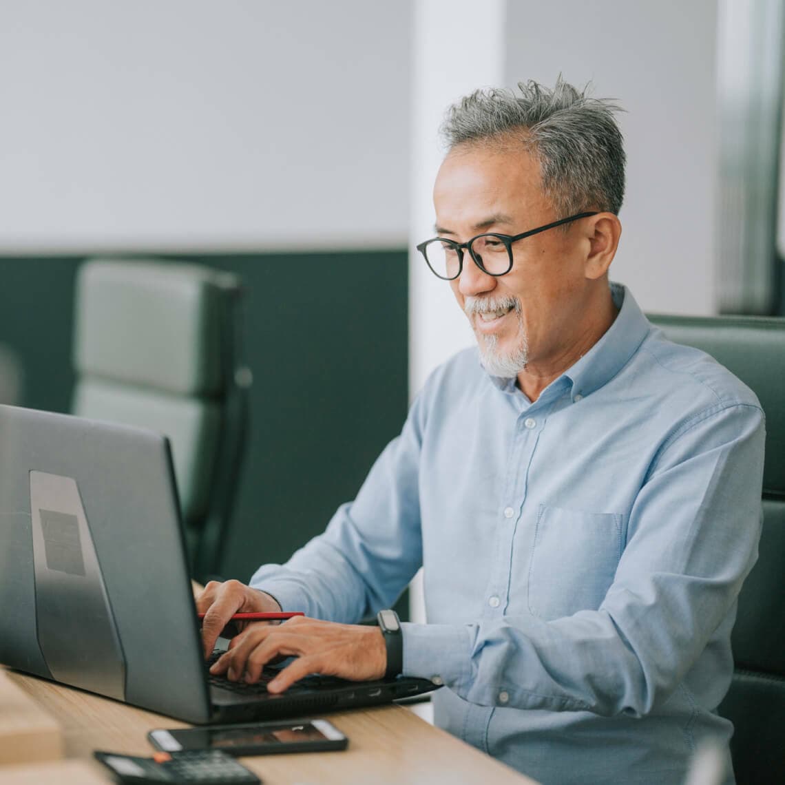 man on a computer