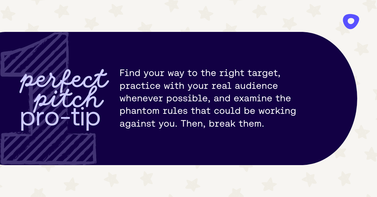 text on a purple background that gives a sales pitch tip: find the right way to target your audience