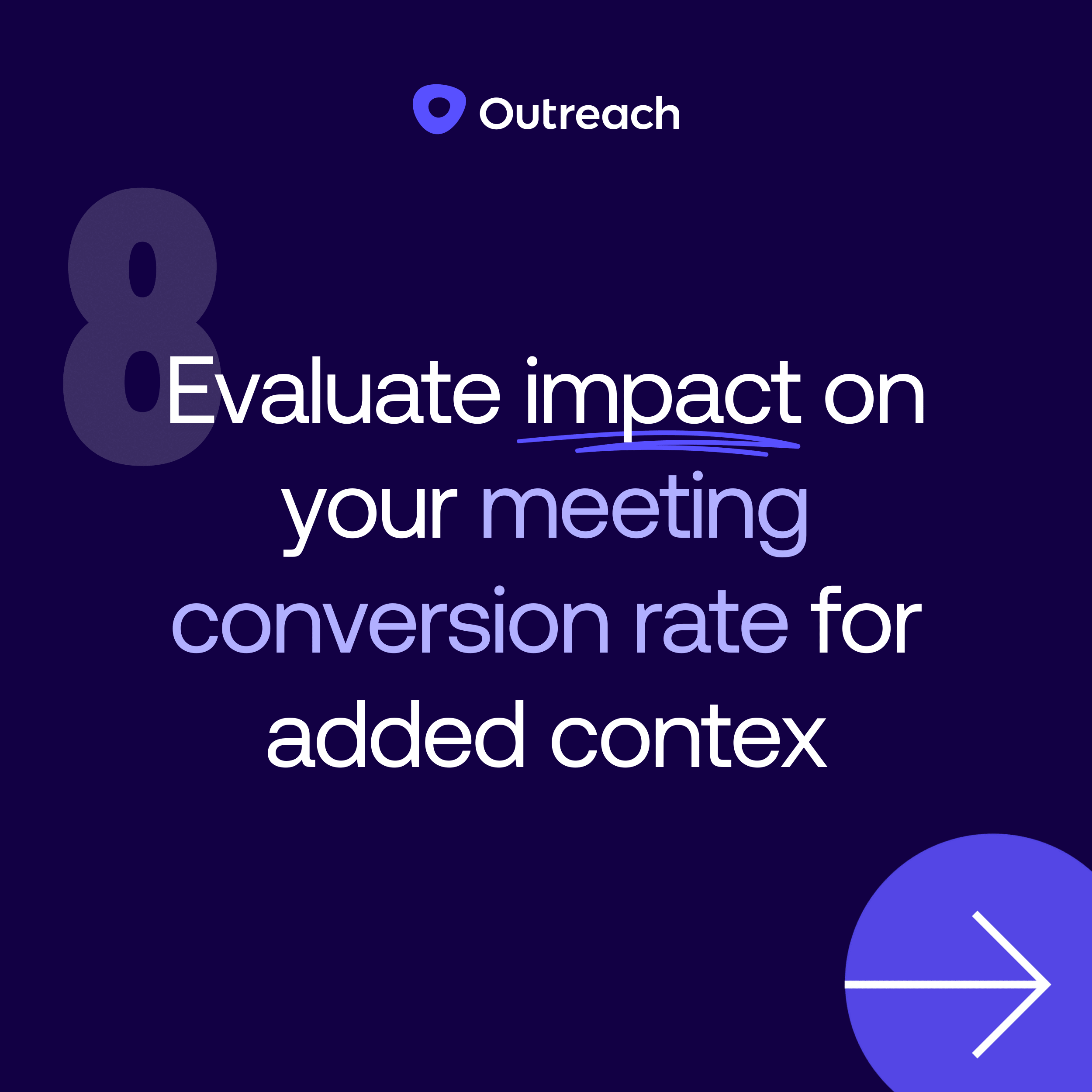 graphic that says evaluate impact on your meeting conversation rate