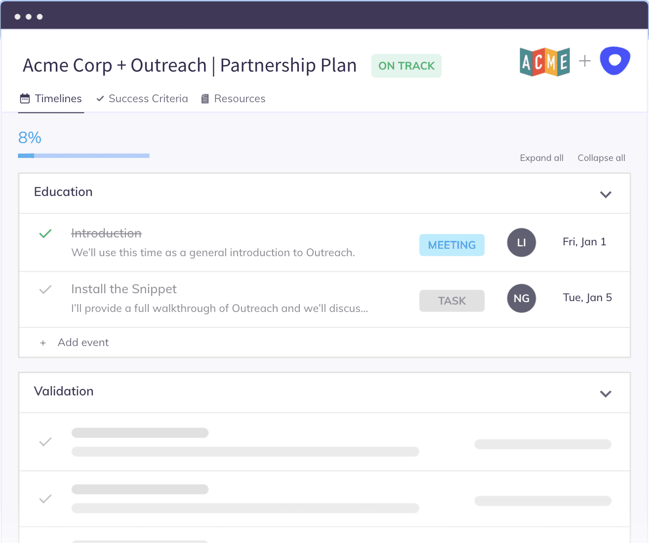 Mutual action success plan example between two companies